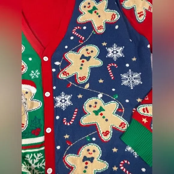 You Look Ugly Today Gingerbread Rocks Holiday Party Ugly Cardigan Sweater XL - Picture 9 of 13